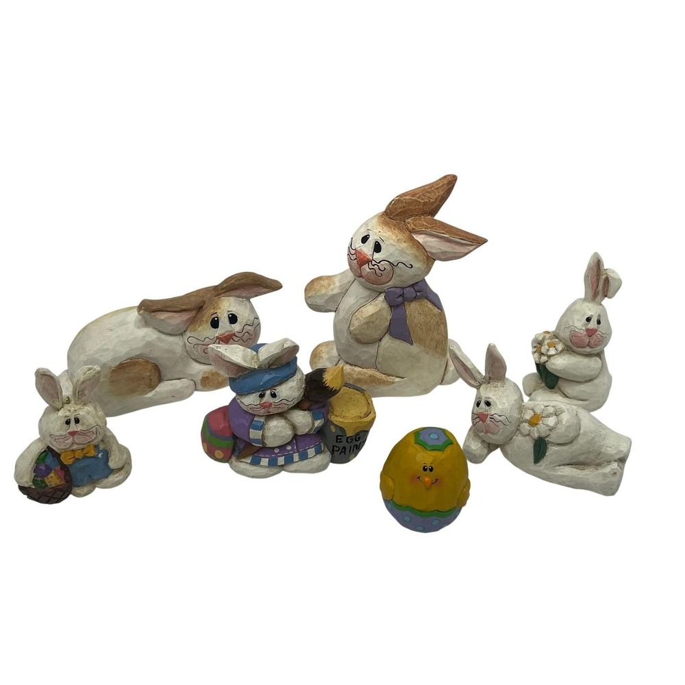 7 VTG Eddie Walker Easter Bunny Rabbit Decorative Figurines Midwest Cannon Falls